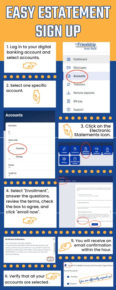 infographic on how to enroll in estatements.